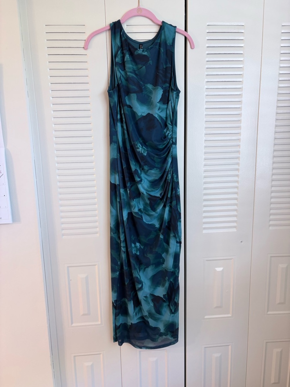 Blue Printed Sleeveless Maxi Dress